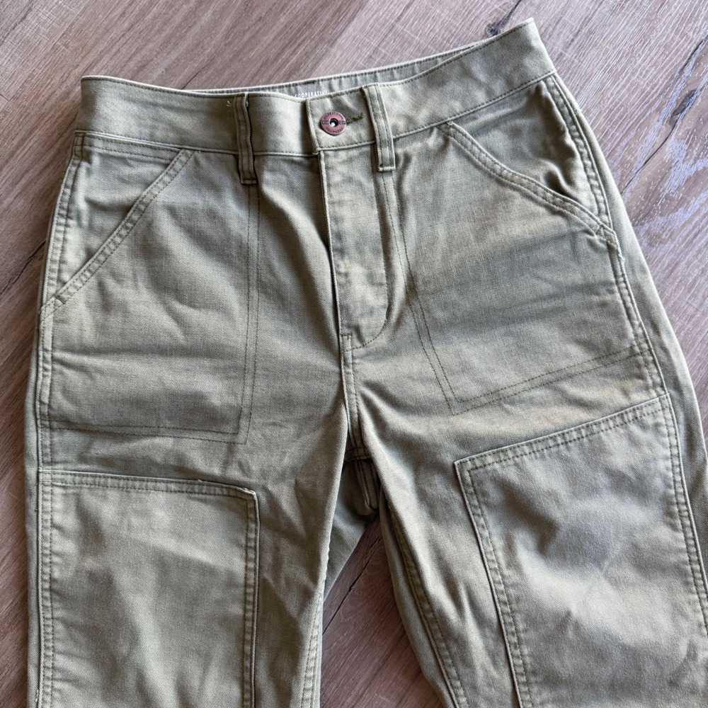 REI Co-op Womens Size 2 Double Knee Work Pants Olive Green Utility Trousers
